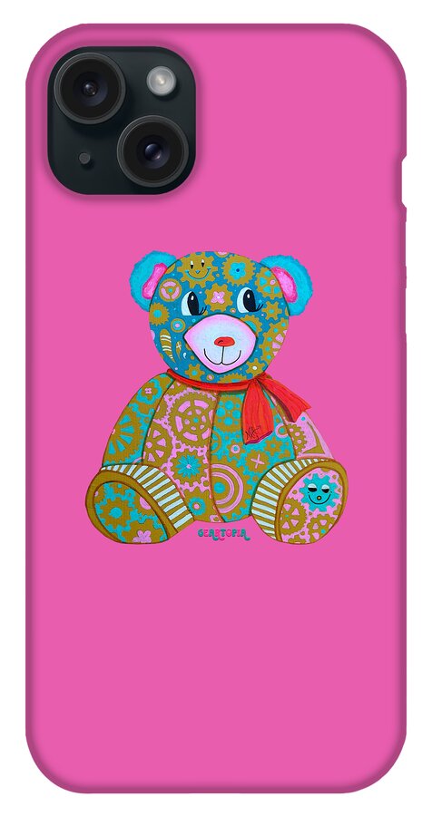 Geartopia GEAR BEAR Candy Original Handpainted PoP Art Teddy Bear Painting Kids Art by MeganAroon - Phone Case