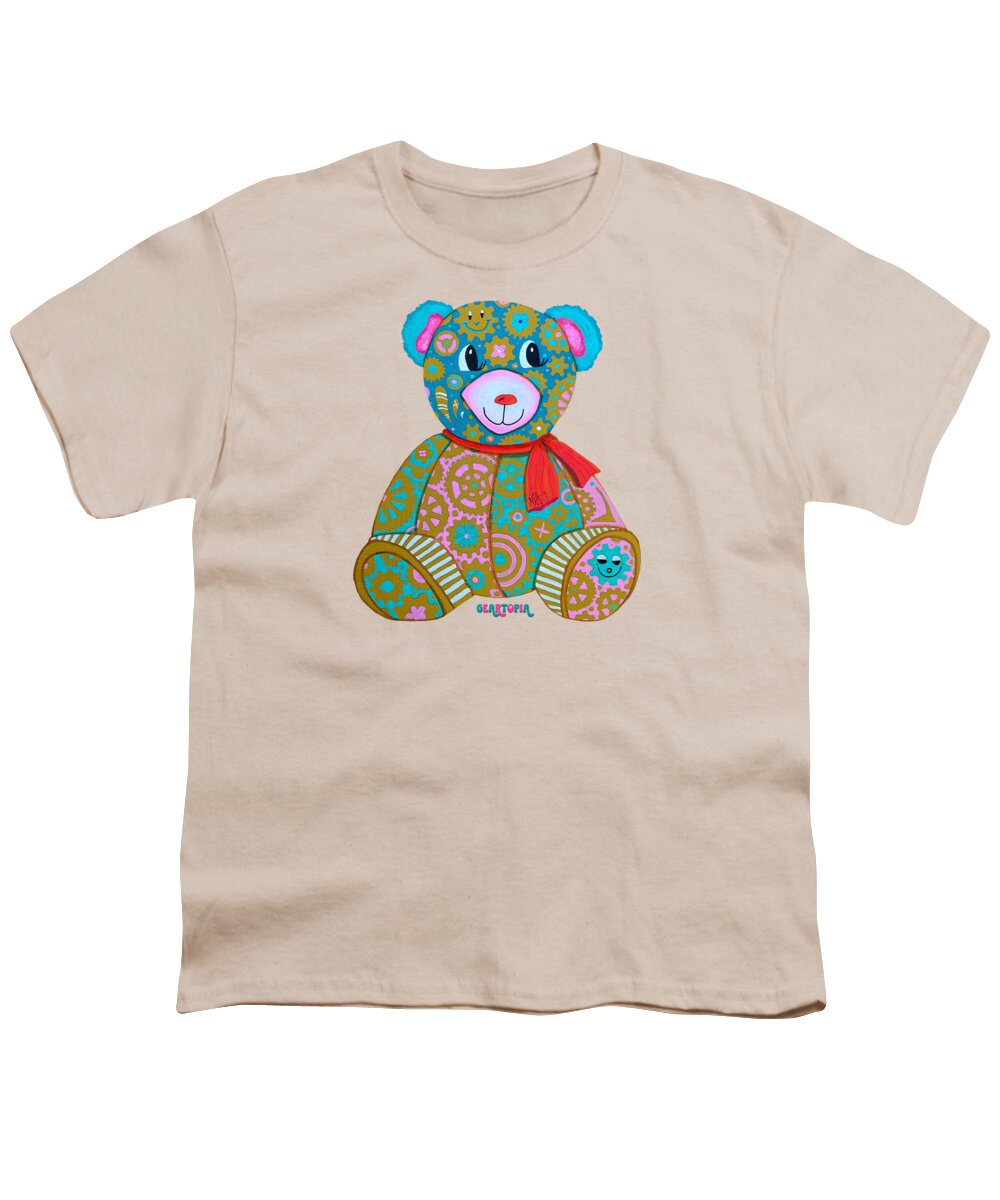 Geartopia GEAR BEAR Candy Original Handpainted PoP Art Teddy Bear Painting Kids Art by MeganAroon - Youth T-Shirt