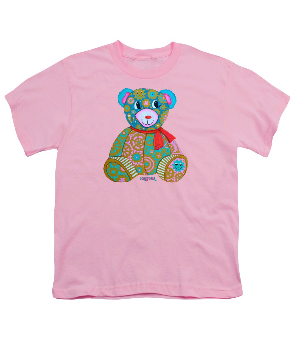 Geartopia GEAR BEAR Candy Original Handpainted PoP Art Teddy Bear Painting Kids Art by MeganAroon - Youth T-Shirt