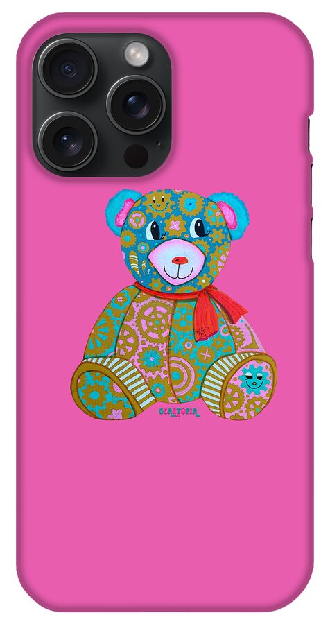 Geartopia GEAR BEAR Candy Original Handpainted PoP Art Teddy Bear Painting Kids Art by MeganAroon - Phone Case