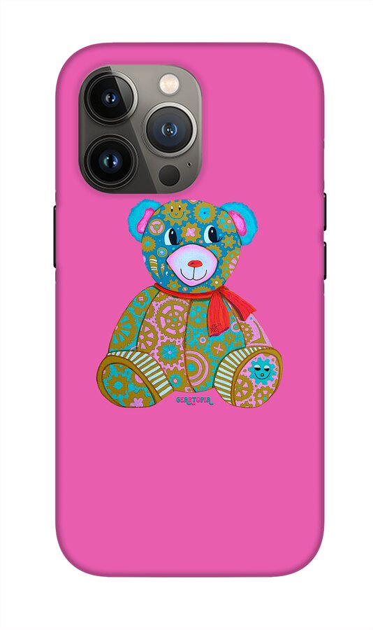 Geartopia GEAR BEAR Candy Original Handpainted PoP Art Teddy Bear Painting Kids Art by MeganAroon - Phone Case