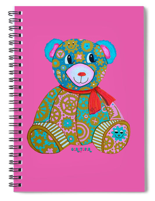 Geartopia GEAR BEAR Candy Original Handpainted PoP Art Teddy Bear Painting Kids Art by MeganAroon - Spiral Notebook