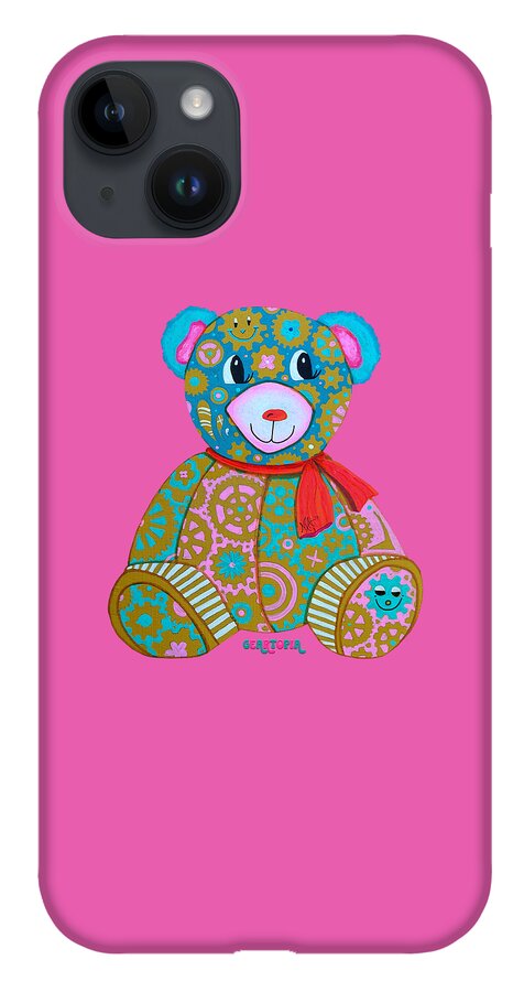 Geartopia GEAR BEAR Candy Original Handpainted PoP Art Teddy Bear Painting Kids Art by MeganAroon - Phone Case