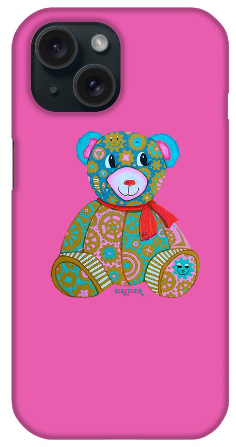 Geartopia GEAR BEAR Candy Original Handpainted PoP Art Teddy Bear Painting Kids Art by MeganAroon - Phone Case