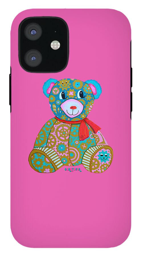 Geartopia GEAR BEAR Candy Original Handpainted PoP Art Teddy Bear Painting Kids Art by MeganAroon - Phone Case