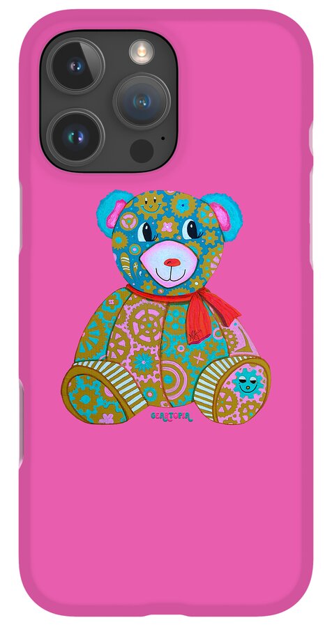 Geartopia GEAR BEAR Candy Original Handpainted PoP Art Teddy Bear Painting Kids Art by MeganAroon - Phone Case