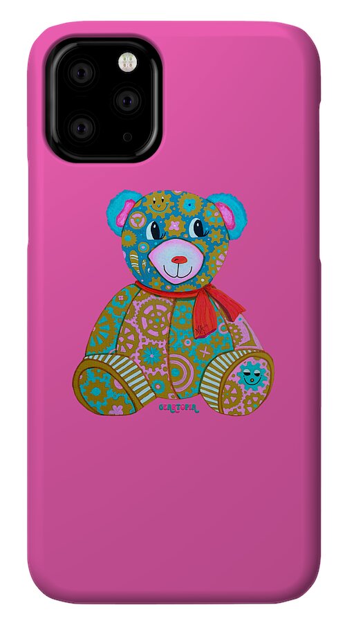 Geartopia GEAR BEAR Candy Original Handpainted PoP Art Teddy Bear Painting Kids Art by MeganAroon - Phone Case