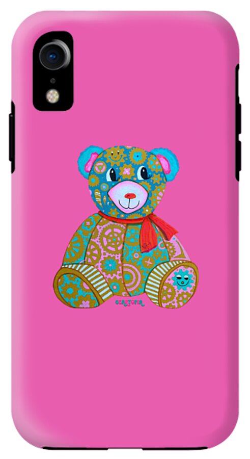 Geartopia GEAR BEAR Candy Original Handpainted PoP Art Teddy Bear Painting Kids Art by MeganAroon - Phone Case