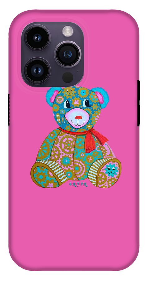 Geartopia GEAR BEAR Candy Original Handpainted PoP Art Teddy Bear Painting Kids Art by MeganAroon - Phone Case