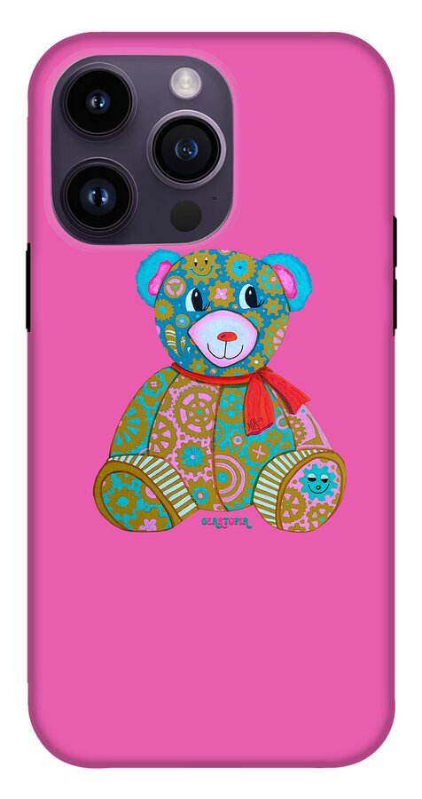 Geartopia GEAR BEAR Candy Original Handpainted PoP Art Teddy Bear Painting Kids Art by MeganAroon - Phone Case