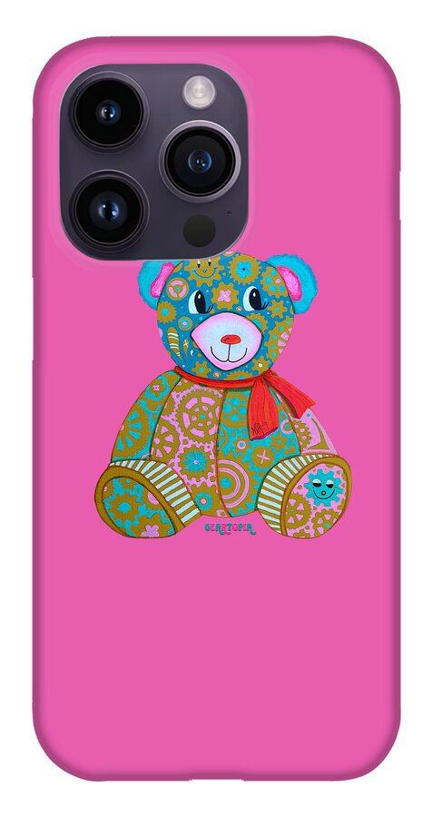 Geartopia GEAR BEAR Candy Original Handpainted PoP Art Teddy Bear Painting Kids Art by MeganAroon - Phone Case