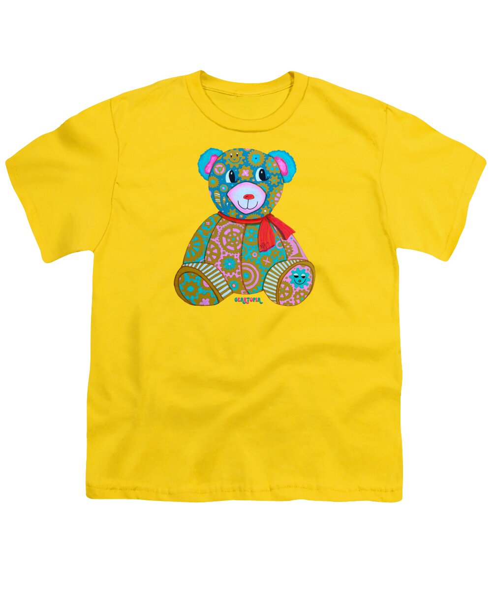 Geartopia GEAR BEAR Candy Original Handpainted PoP Art Teddy Bear Painting Kids Art by MeganAroon - Youth T-Shirt