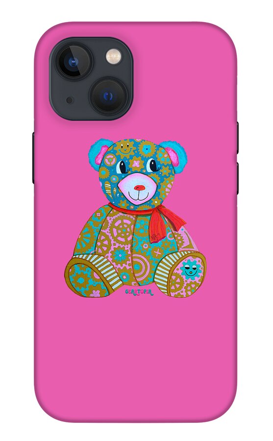 Geartopia GEAR BEAR Candy Original Handpainted PoP Art Teddy Bear Painting Kids Art by MeganAroon - Phone Case