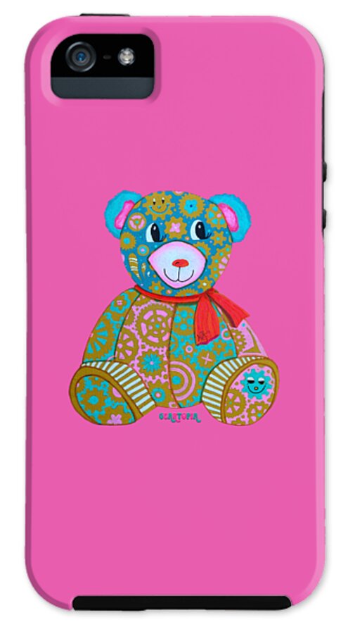 Geartopia GEAR BEAR Candy Original Handpainted PoP Art Teddy Bear Painting Kids Art by MeganAroon - Phone Case