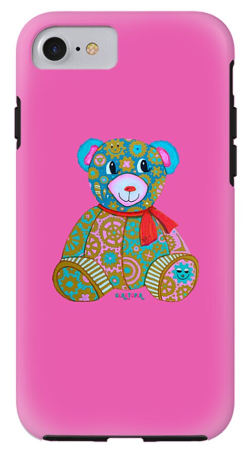 Geartopia GEAR BEAR Candy Original Handpainted PoP Art Teddy Bear Painting Kids Art by MeganAroon - Phone Case