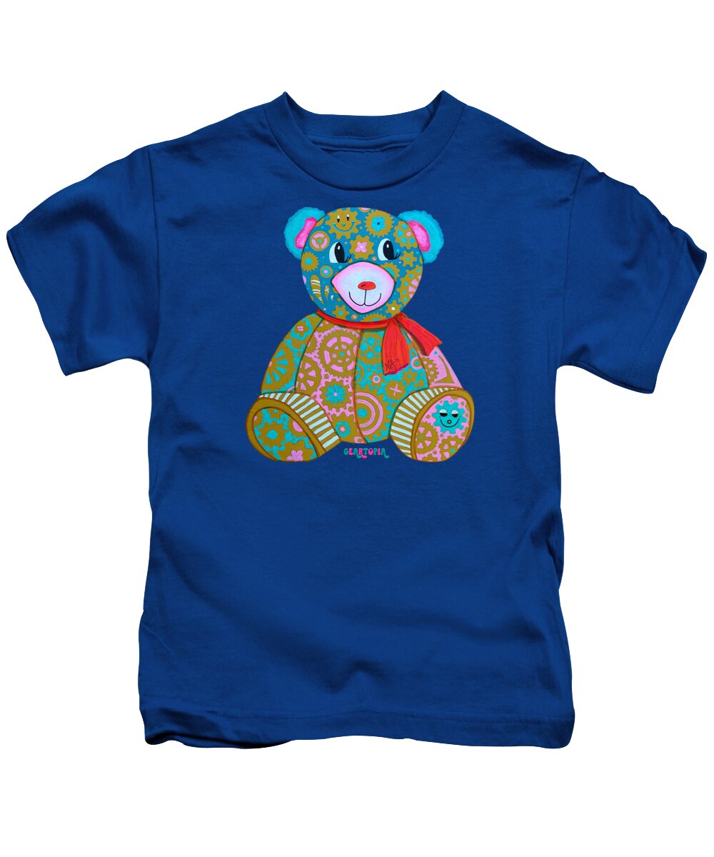 Geartopia GEAR BEAR Candy Original Handpainted PoP Art Teddy Bear Painting Kids Art by MeganAroon - Kids T-Shirt