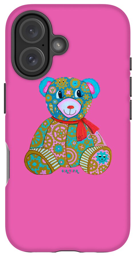 Geartopia GEAR BEAR Candy Original Handpainted PoP Art Teddy Bear Painting Kids Art by MeganAroon - Phone Case