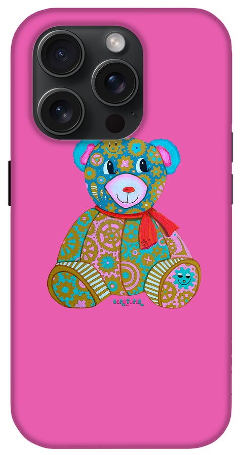 Geartopia GEAR BEAR Candy Original Handpainted PoP Art Teddy Bear Painting Kids Art by MeganAroon - Phone Case