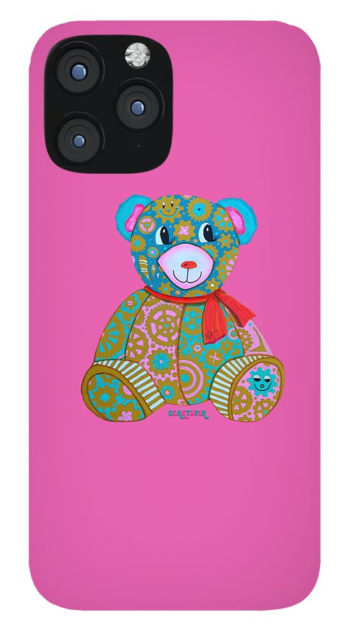 Geartopia GEAR BEAR Candy Original Handpainted PoP Art Teddy Bear Painting Kids Art by MeganAroon - Phone Case