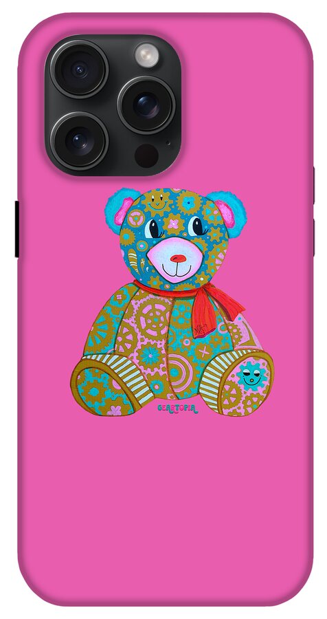 Geartopia GEAR BEAR Candy Original Handpainted PoP Art Teddy Bear Painting Kids Art by MeganAroon - Phone Case