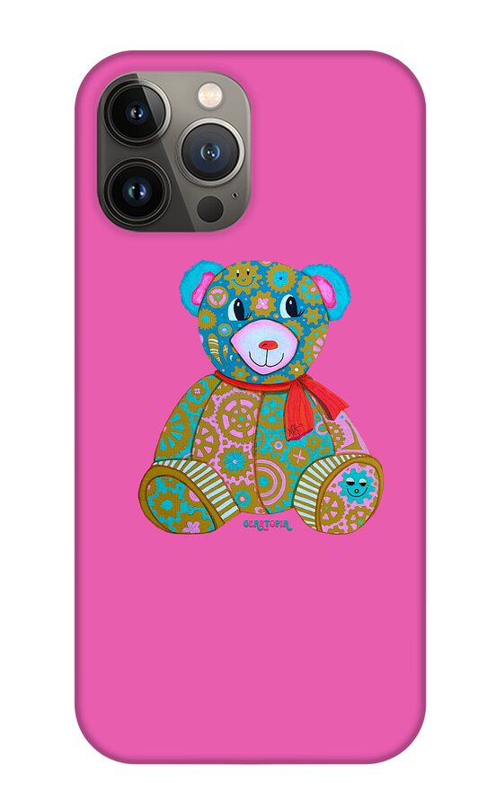 Geartopia GEAR BEAR Candy Original Handpainted PoP Art Teddy Bear Painting Kids Art by MeganAroon - Phone Case