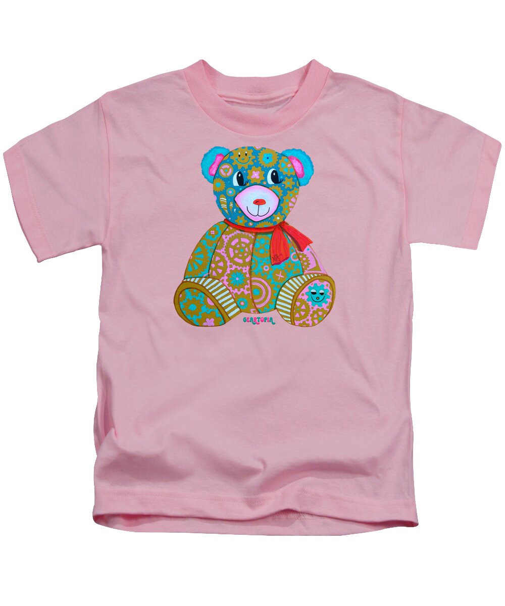 Geartopia GEAR BEAR Candy Original Handpainted PoP Art Teddy Bear Painting Kids Art by MeganAroon - Kids T-Shirt