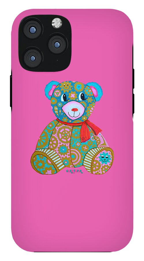 Geartopia GEAR BEAR Candy Original Handpainted PoP Art Teddy Bear Painting Kids Art by MeganAroon - Phone Case