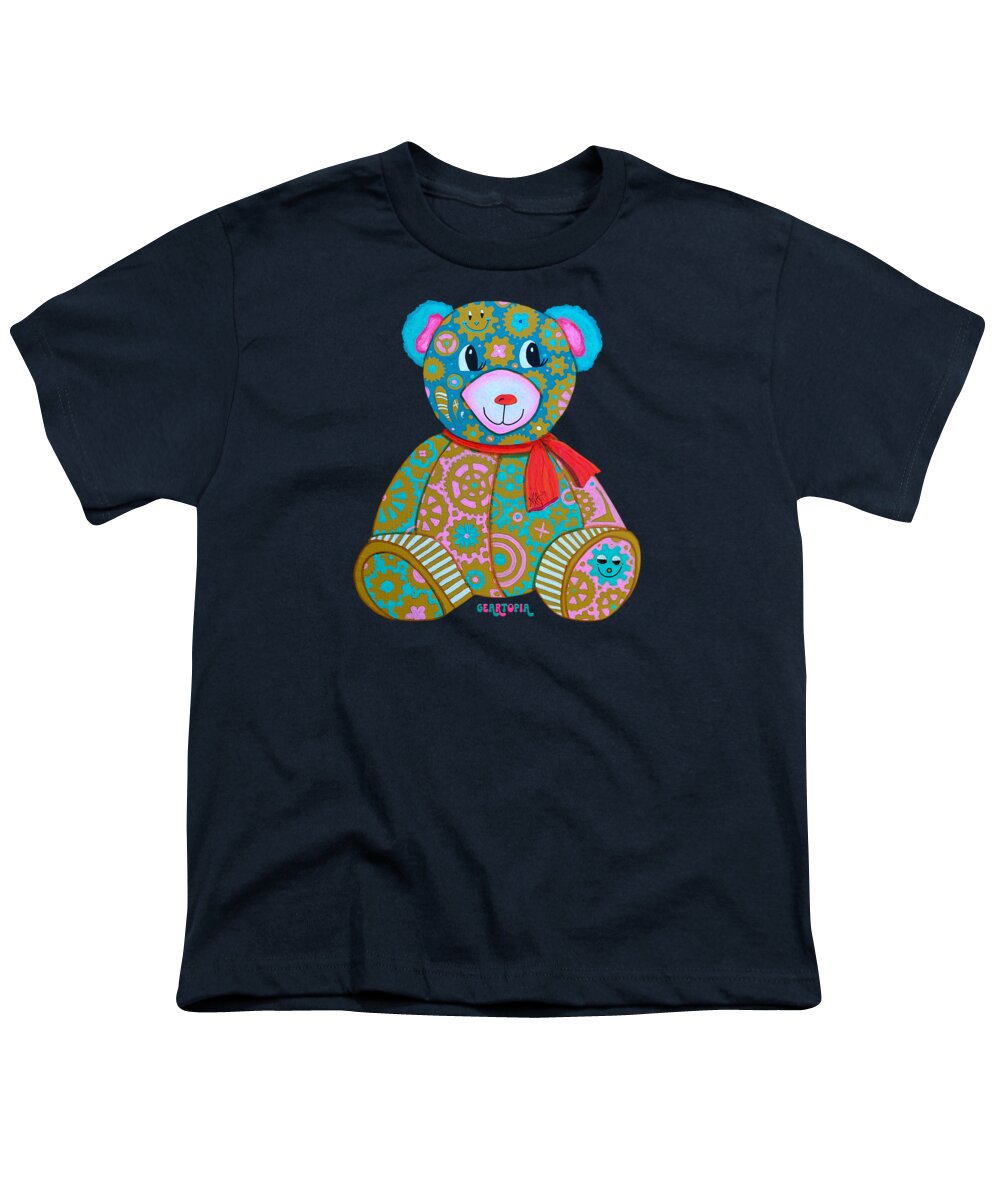 Geartopia GEAR BEAR Candy Original Handpainted PoP Art Teddy Bear Painting Kids Art by MeganAroon - Youth T-Shirt