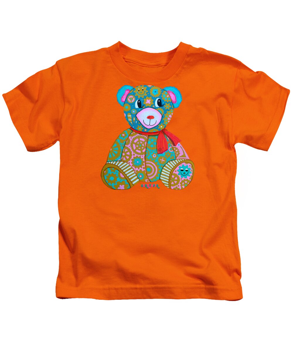 Geartopia GEAR BEAR Candy Original Handpainted PoP Art Teddy Bear Painting Kids Art by MeganAroon - Kids T-Shirt