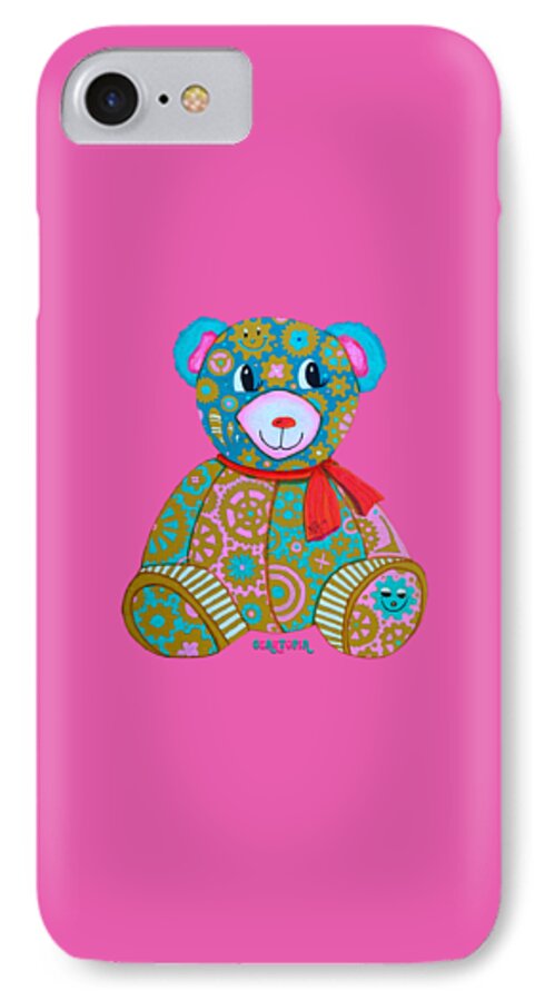 Geartopia GEAR BEAR Candy Original Handpainted PoP Art Teddy Bear Painting Kids Art by MeganAroon - Phone Case