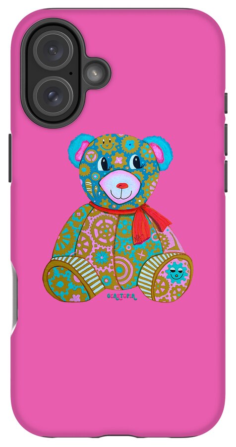 Geartopia GEAR BEAR Candy Original Handpainted PoP Art Teddy Bear Painting Kids Art by MeganAroon - Phone Case