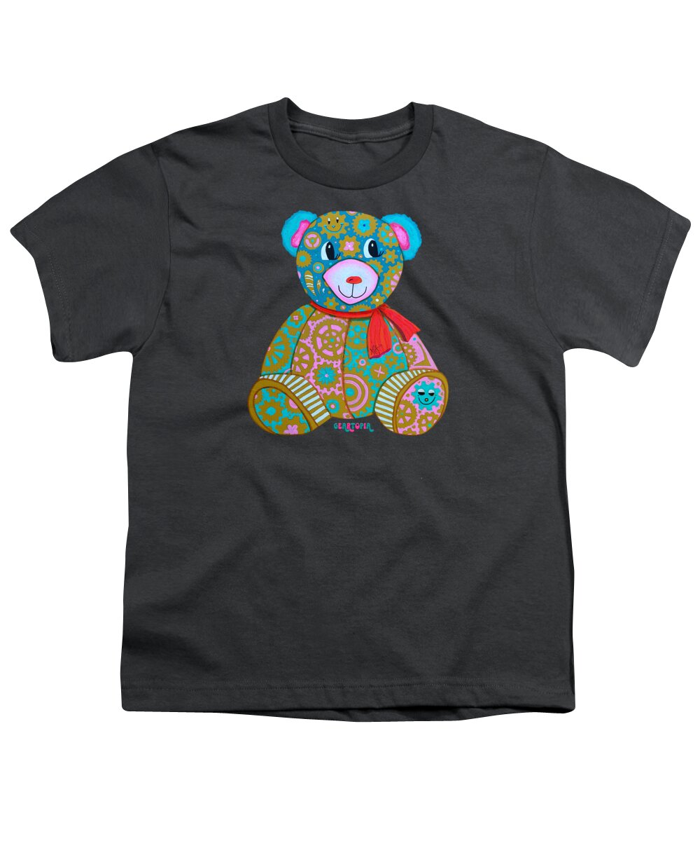 Geartopia GEAR BEAR Candy Original Handpainted PoP Art Teddy Bear Painting Kids Art by MeganAroon - Youth T-Shirt