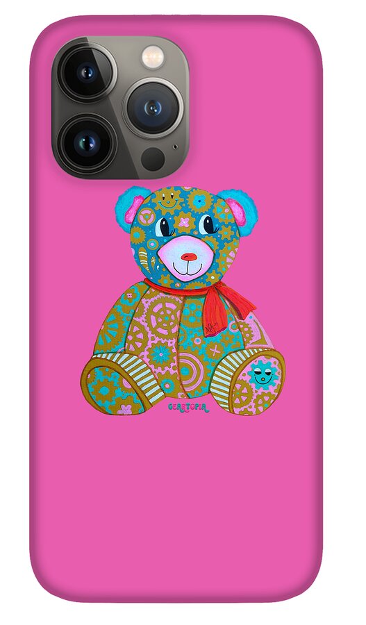 Geartopia GEAR BEAR Candy Original Handpainted PoP Art Teddy Bear Painting Kids Art by MeganAroon - Phone Case