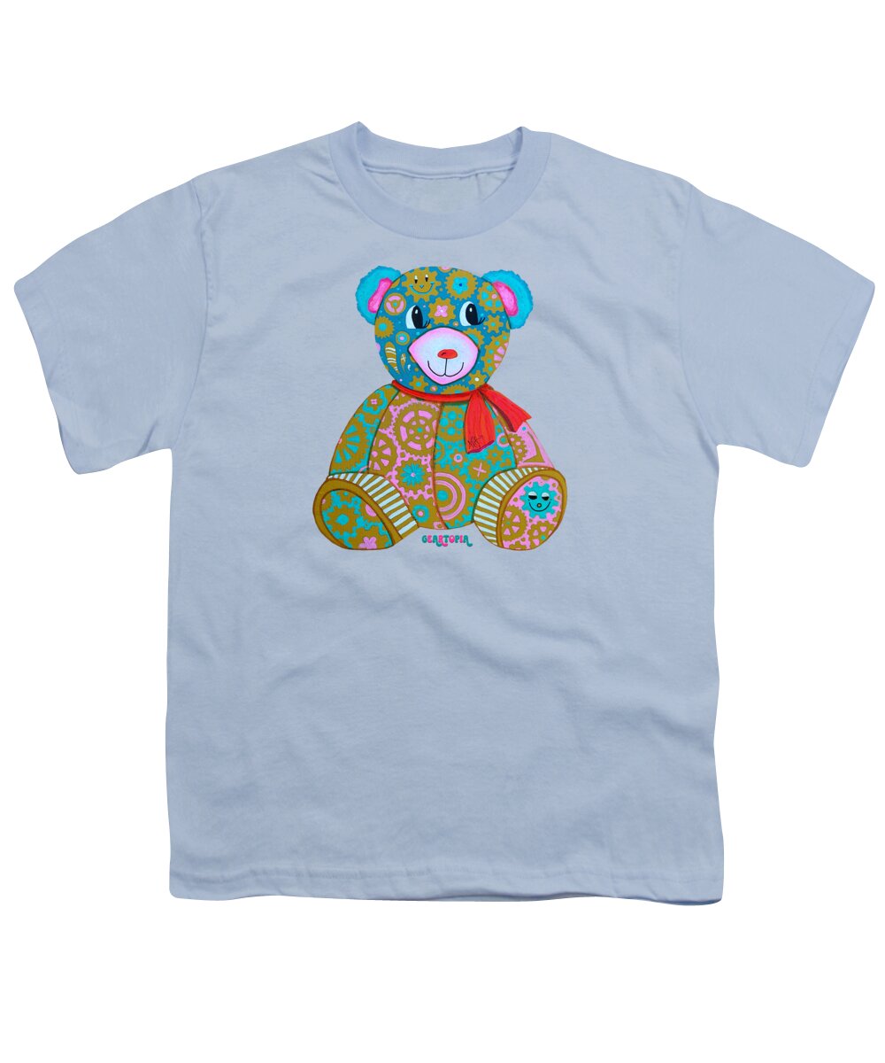 Geartopia GEAR BEAR Candy Original Handpainted PoP Art Teddy Bear Painting Kids Art by MeganAroon - Youth T-Shirt