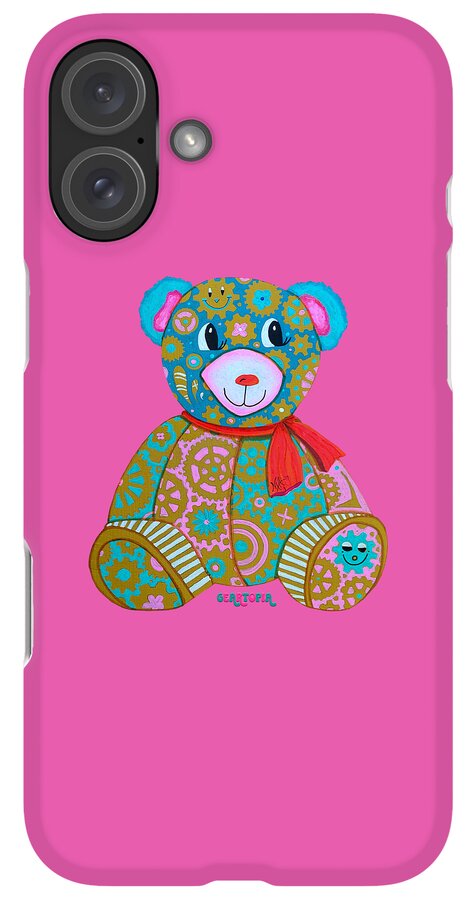 Geartopia GEAR BEAR Candy Original Handpainted PoP Art Teddy Bear Painting Kids Art by MeganAroon - Phone Case