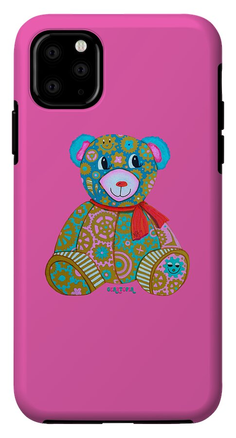 Geartopia GEAR BEAR Candy Original Handpainted PoP Art Teddy Bear Painting Kids Art by MeganAroon - Phone Case