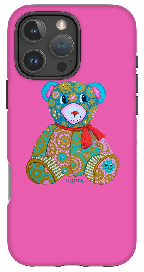 Geartopia GEAR BEAR Candy Original Handpainted PoP Art Teddy Bear Painting Kids Art by MeganAroon - Phone Case