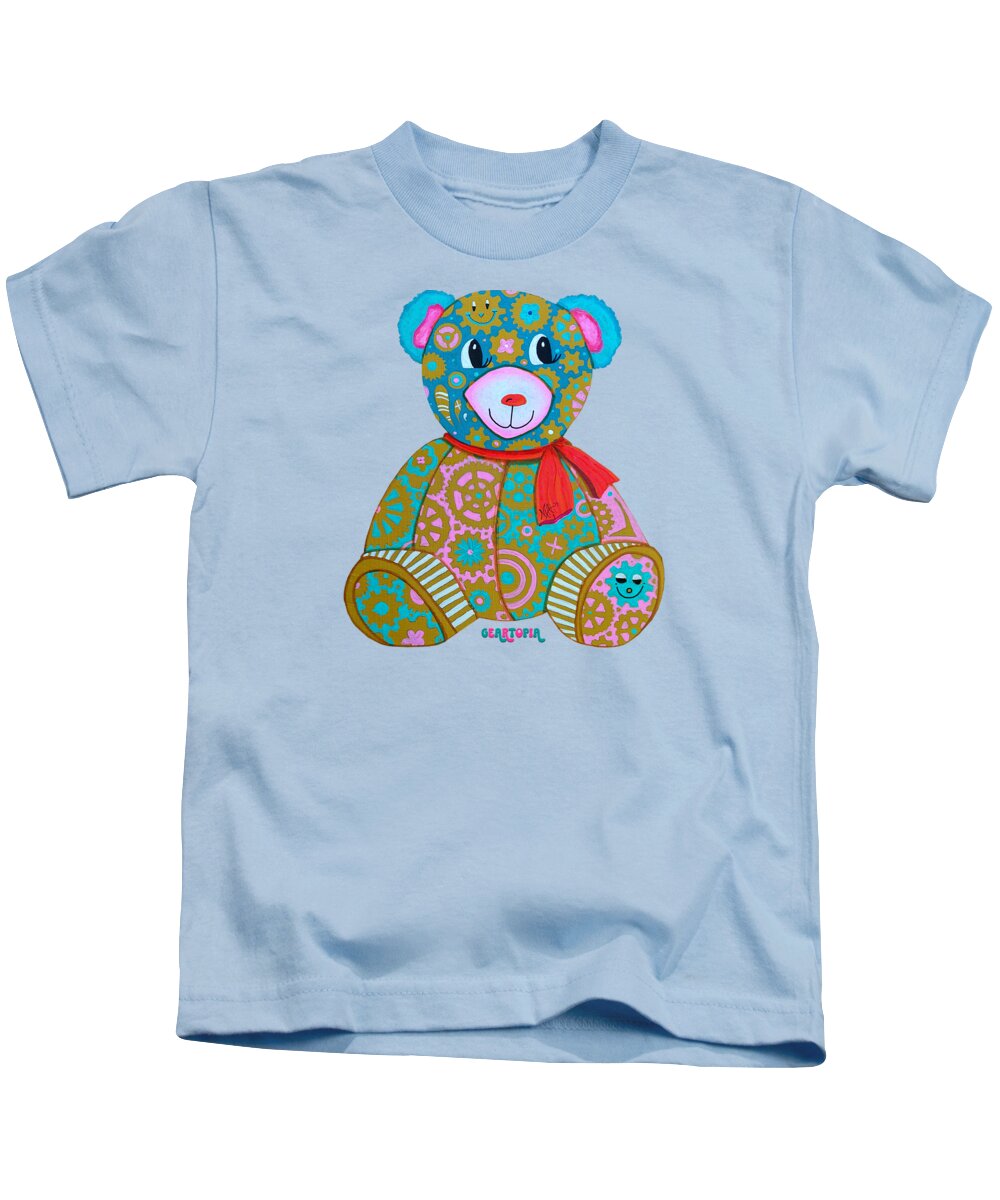 Geartopia GEAR BEAR Candy Original Handpainted PoP Art Teddy Bear Painting Kids Art by MeganAroon - Kids T-Shirt