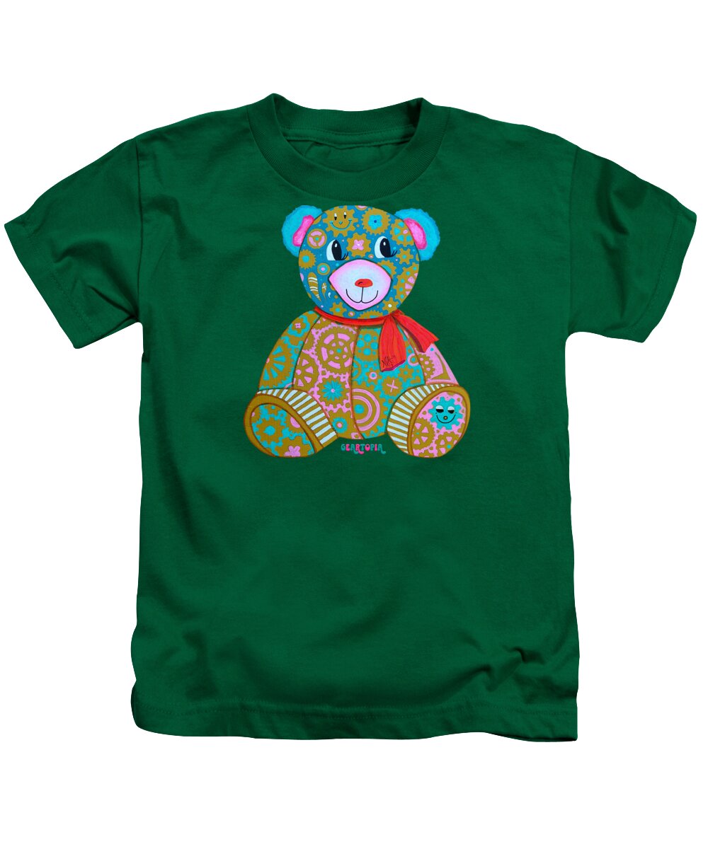 Geartopia GEAR BEAR Candy Original Handpainted PoP Art Teddy Bear Painting Kids Art by MeganAroon - Kids T-Shirt