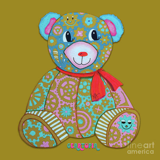 Geartopia GEAR BEAR Candy Original Handpainted PoP Art Teddy Bear Painting Kids Art by MeganAroon - Art Print