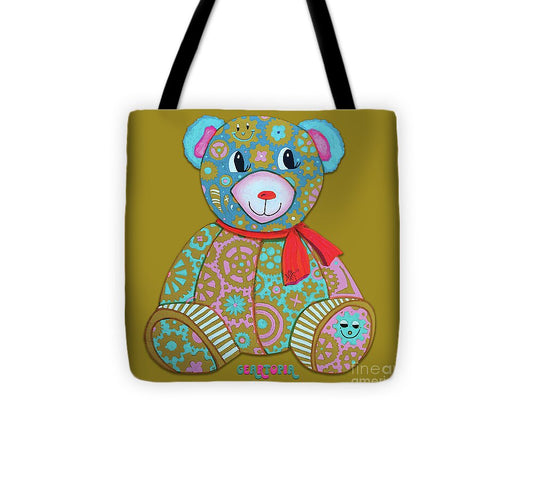 Geartopia GEAR BEAR Candy Original Handpainted PoP Art Teddy Bear Painting Kids Art by MeganAroon - Tote Bag