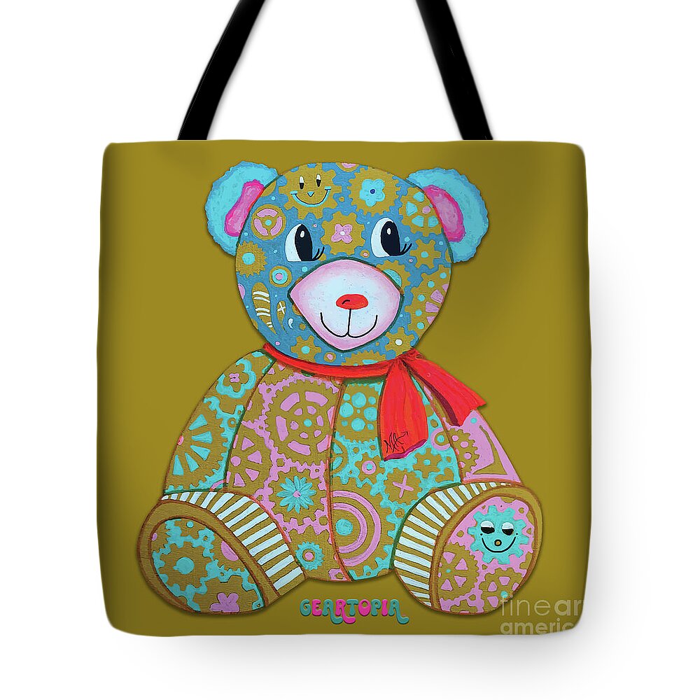 Geartopia GEAR BEAR Candy Original Handpainted PoP Art Teddy Bear Painting Kids Art by MeganAroon - Tote Bag