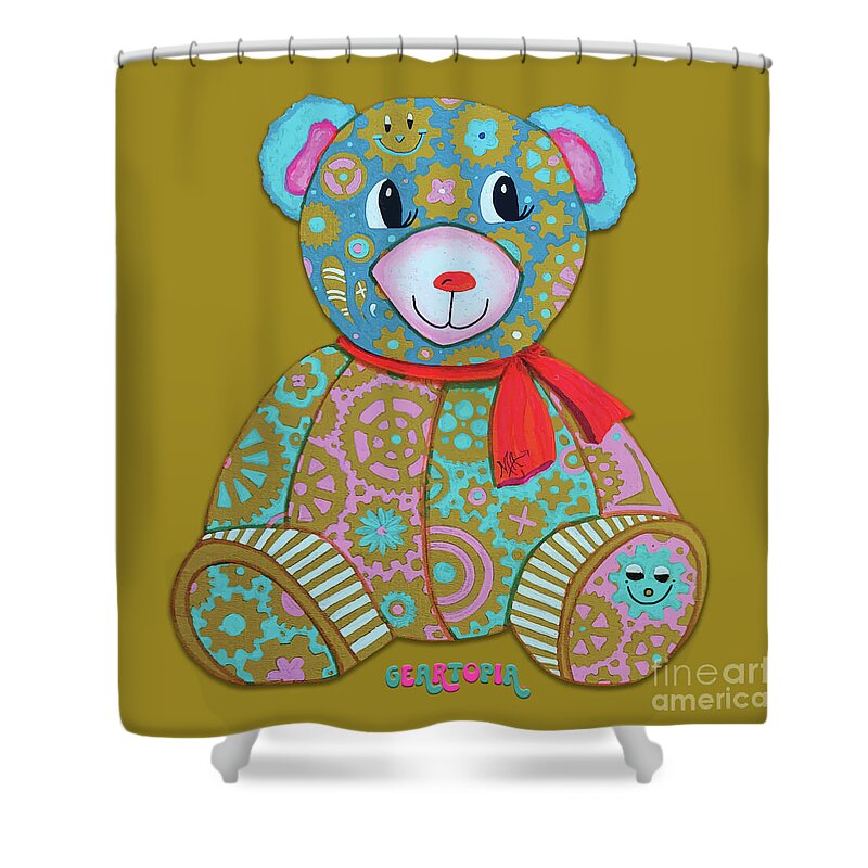 Geartopia GEAR BEAR Candy Original Handpainted PoP Art Teddy Bear Painting Kids Art by MeganAroon - Shower Curtain