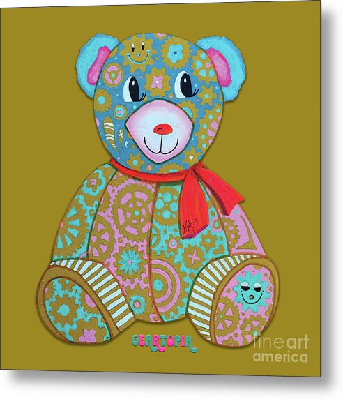 Geartopia GEAR BEAR Candy Original Handpainted PoP Art Teddy Bear Painting Kids Art by MeganAroon - Metal Print