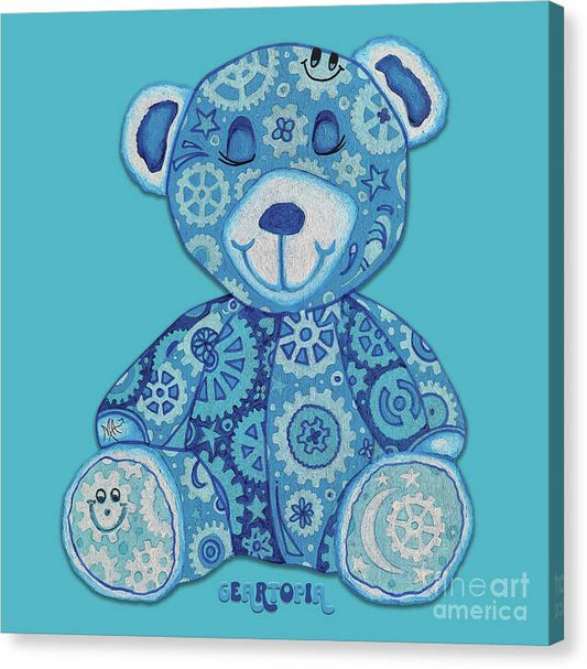 Geartopia GEAR BEAR Dreamy Original Handpainted PoP Art Teddy Bear Painting Nursery Art MeganAroon - Canvas Print