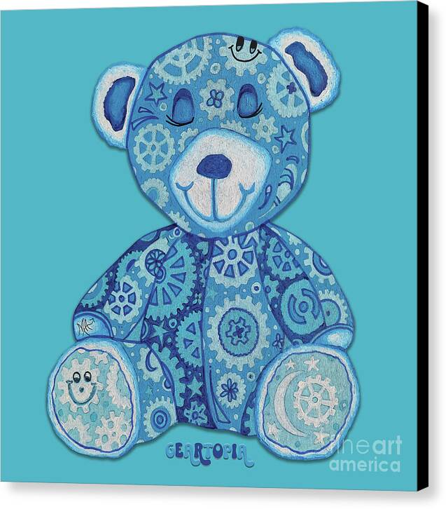 Geartopia GEAR BEAR Dreamy Original Handpainted PoP Art Teddy Bear Painting Nursery Art MeganAroon - Canvas Print