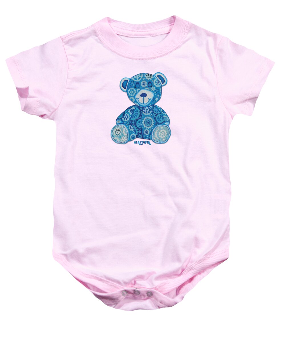 Geartopia GEAR BEAR Dreamy Original Handpainted PoP Art Teddy Bear Painting Nursery Art MeganAroon - Baby Onesie