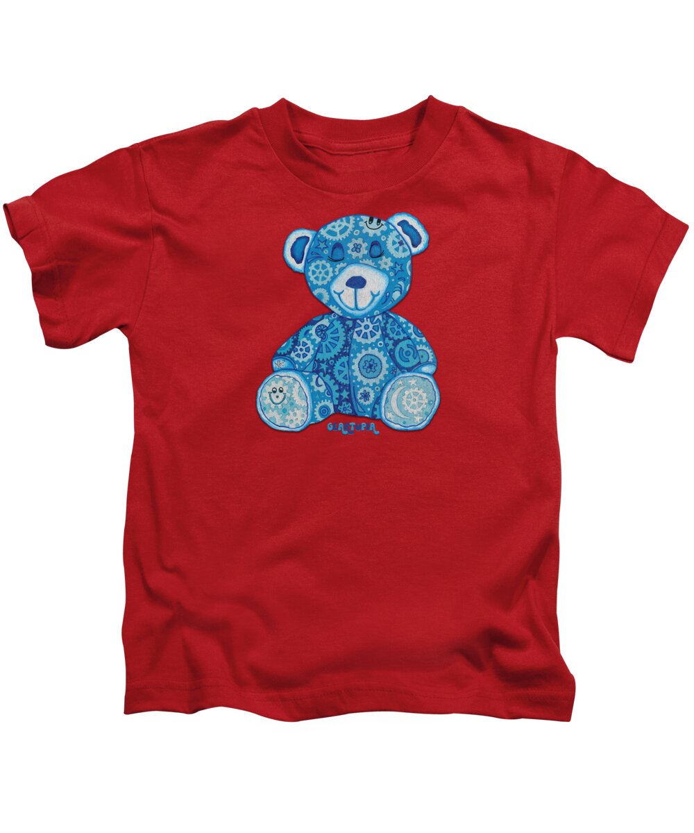 Geartopia GEAR BEAR Dreamy Original Handpainted PoP Art Teddy Bear Painting Nursery Art MeganAroon - Kids T-Shirt