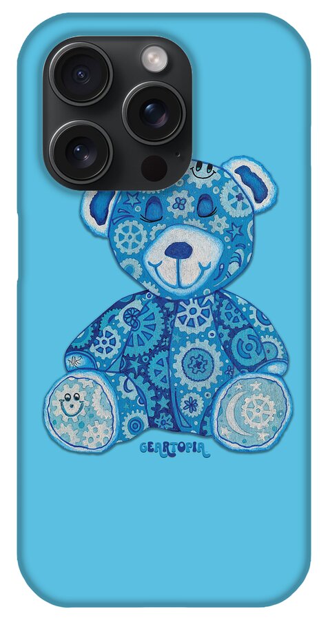 Geartopia GEAR BEAR Dreamy Original Handpainted PoP Art Teddy Bear Painting Nursery Art MeganAroon - Phone Case