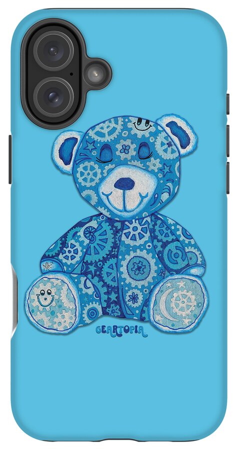 Geartopia GEAR BEAR Dreamy Original Handpainted PoP Art Teddy Bear Painting Nursery Art MeganAroon - Phone Case